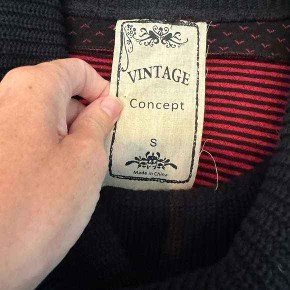 Vintage Concept Mixed Fabric Poncho Pullover Turtleneck Sweater / small - Picture 3 of 9